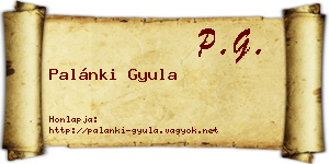 Palánki Gyula névjegykártya